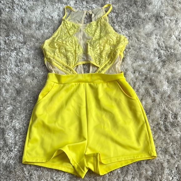 Yellow Lace Romper - Picture 1 of 6